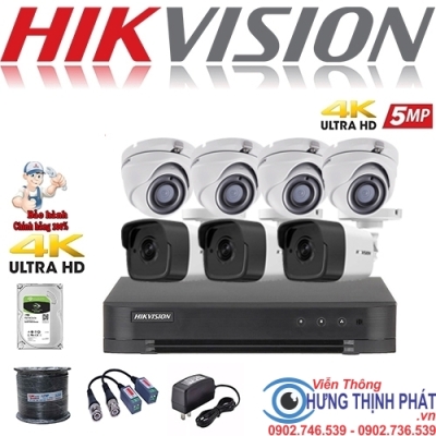 TRỌN BỘ 7 CAMERA QUAN SÁT HIKVISON 5.0 MPX CÓ ÂM THANH